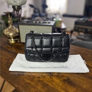 Michael Kors Black Quilted Shoulder Bag with Chain Strap